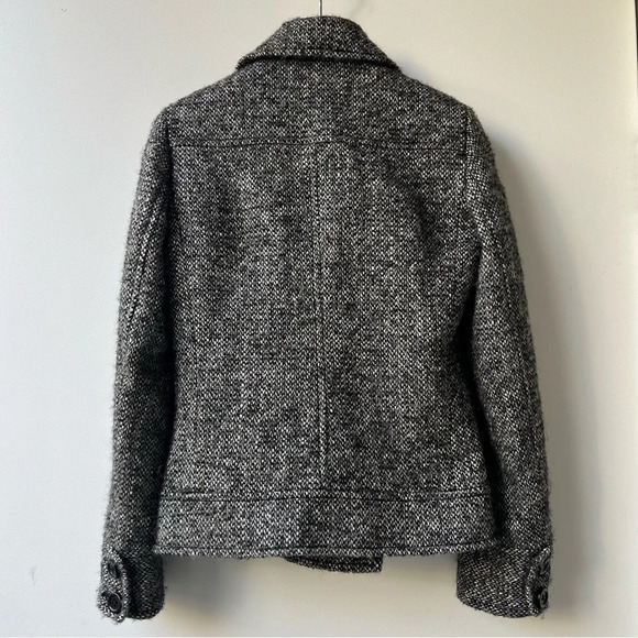 JCrew Tweed Town Double Breasted Peacoat Jacket Wool Blend - Grey - Size 0 - Picture 3 of 10